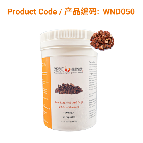 Dan Shen Salvia miltiorrhiza Red Sage 500mg Supplement (60 vegan caps) | Phoenix Medical